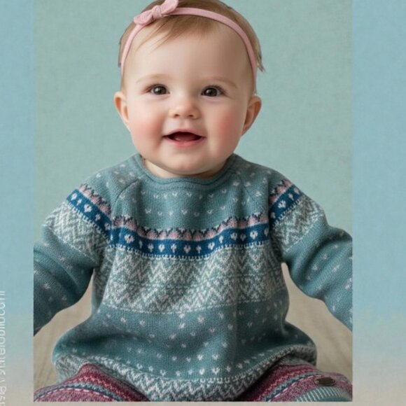 Souris Mini Sweater Knit Fair-Isle Dress size 6 Months - Picture 16 of 16